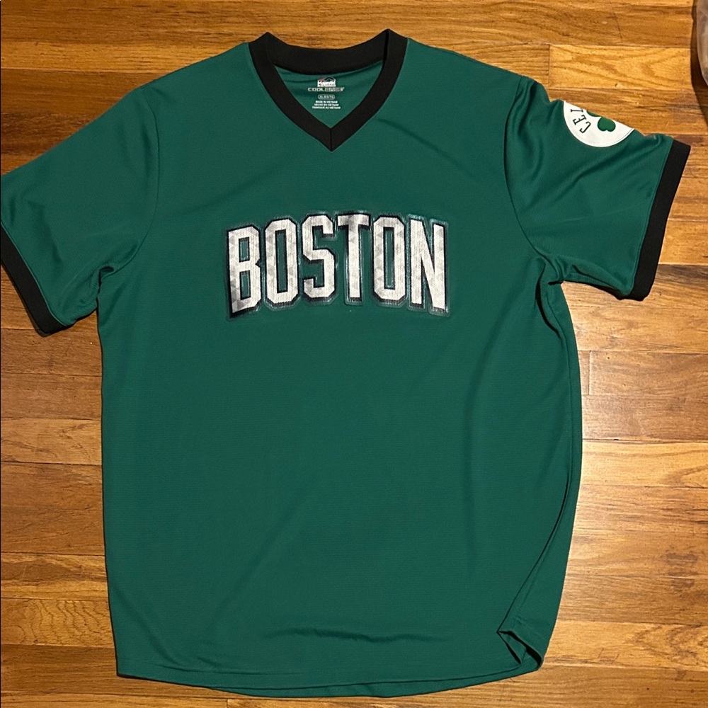 Majestic Boston Green V-Neck Jersey